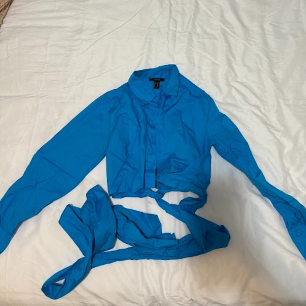 Forever 21 - Blue Blouse Tie-Waist